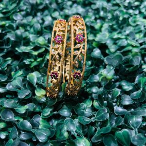 Floral Elegance Gold Bangles