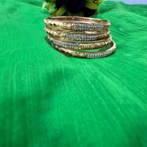 Gold Bangles with Pearl and Stone Work