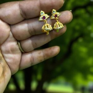 Elegant Stone Jumkas – One Gram Gold Plated